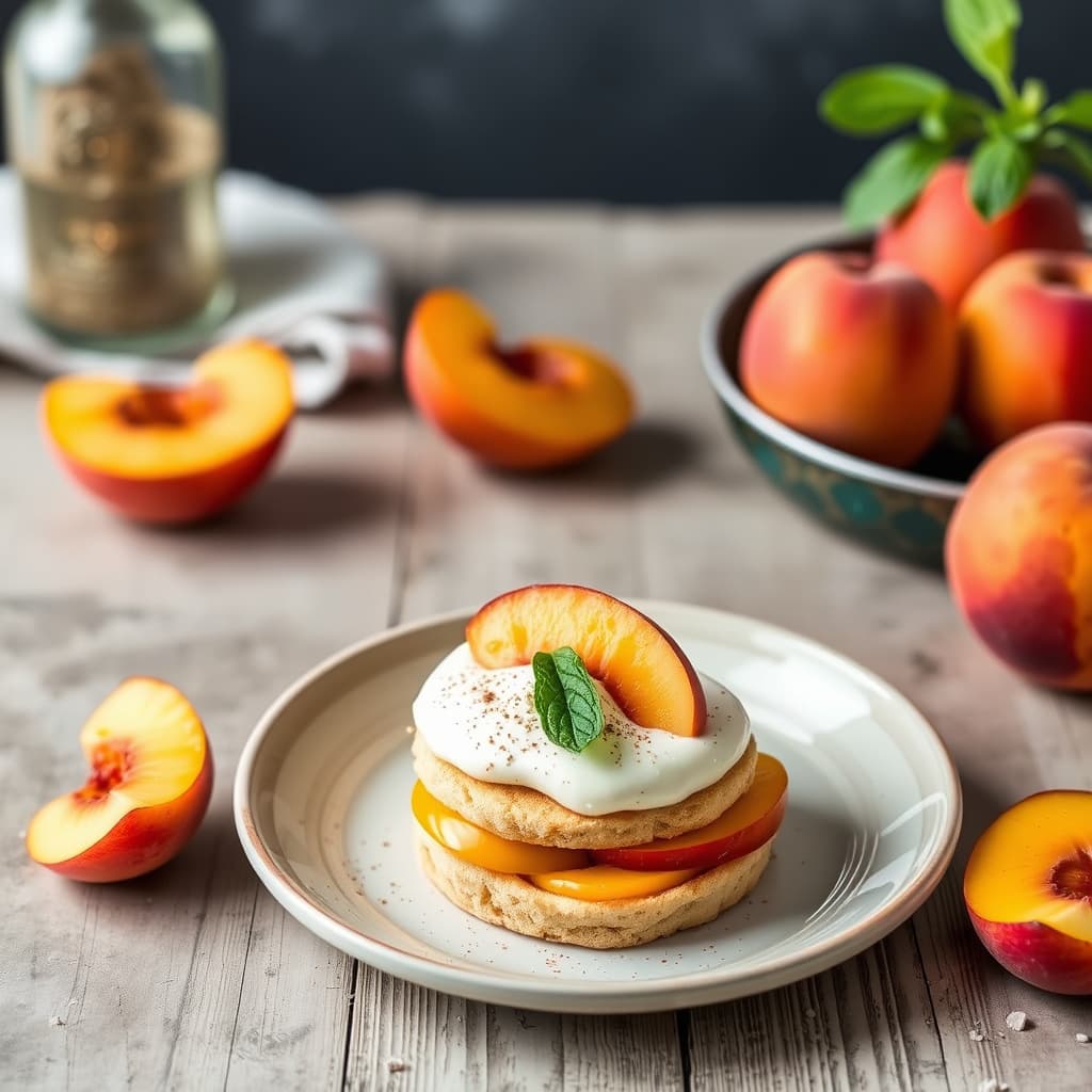 Krydret shortcakes med mynteinfusert fersken