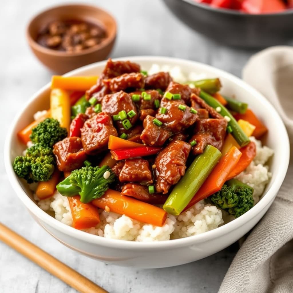 Krydret Sichuan-biff med blandede grønnsaker