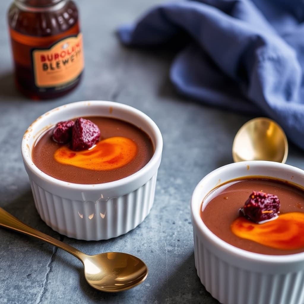 Krydret sjokoladepudding med blodrød karamellsaus