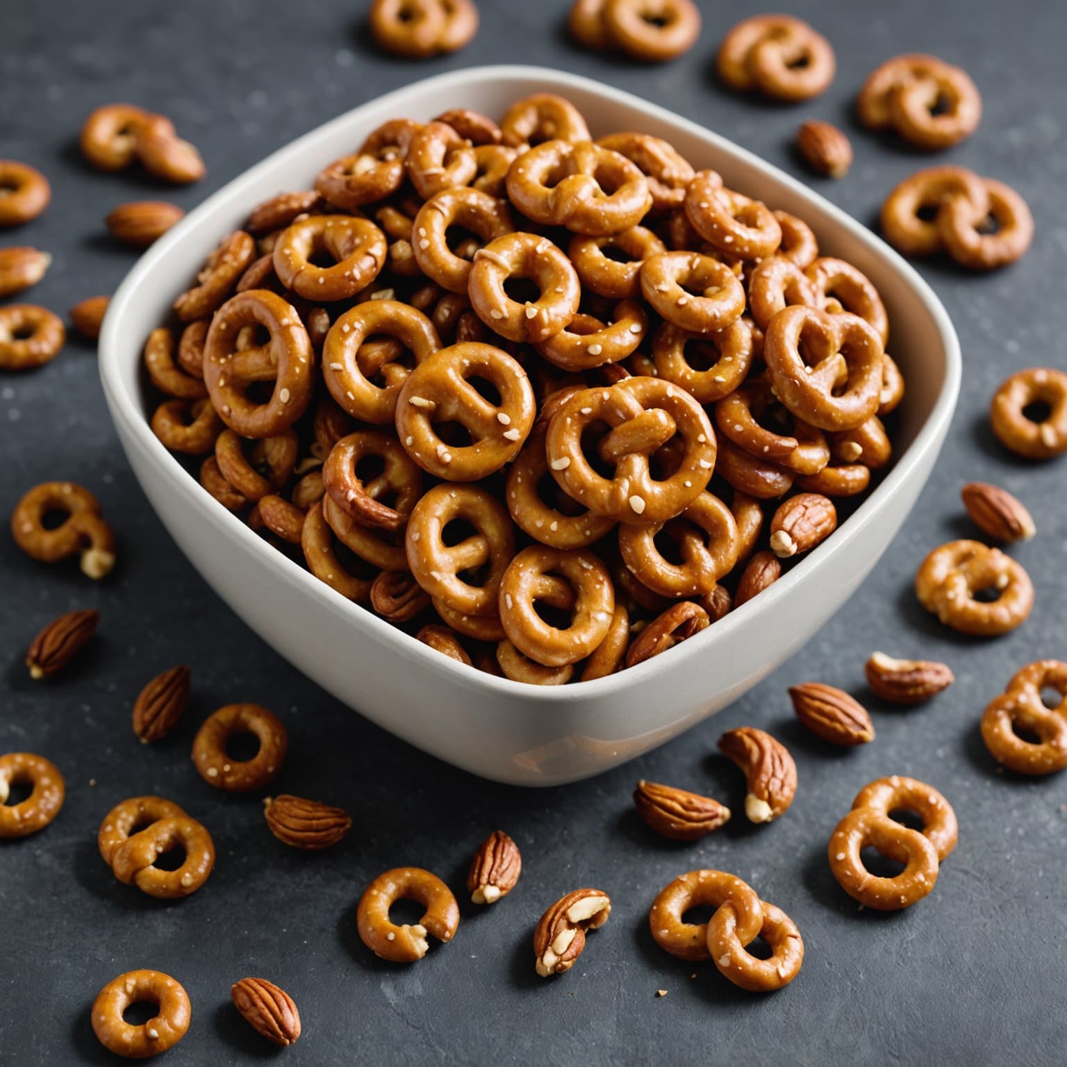 Krydret soyabønne- og pretzelblanding