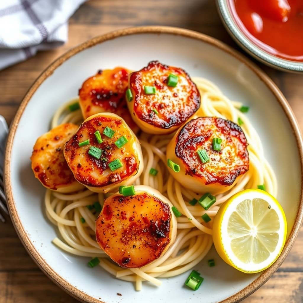 Krydret stekte kamskjell