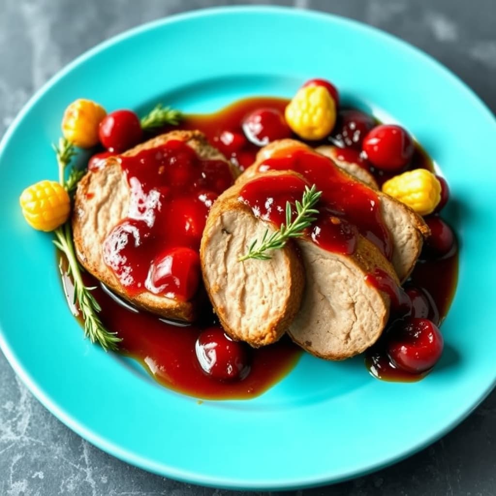 Krydret svinefilet med kirsebær- og timiansaus i pannen