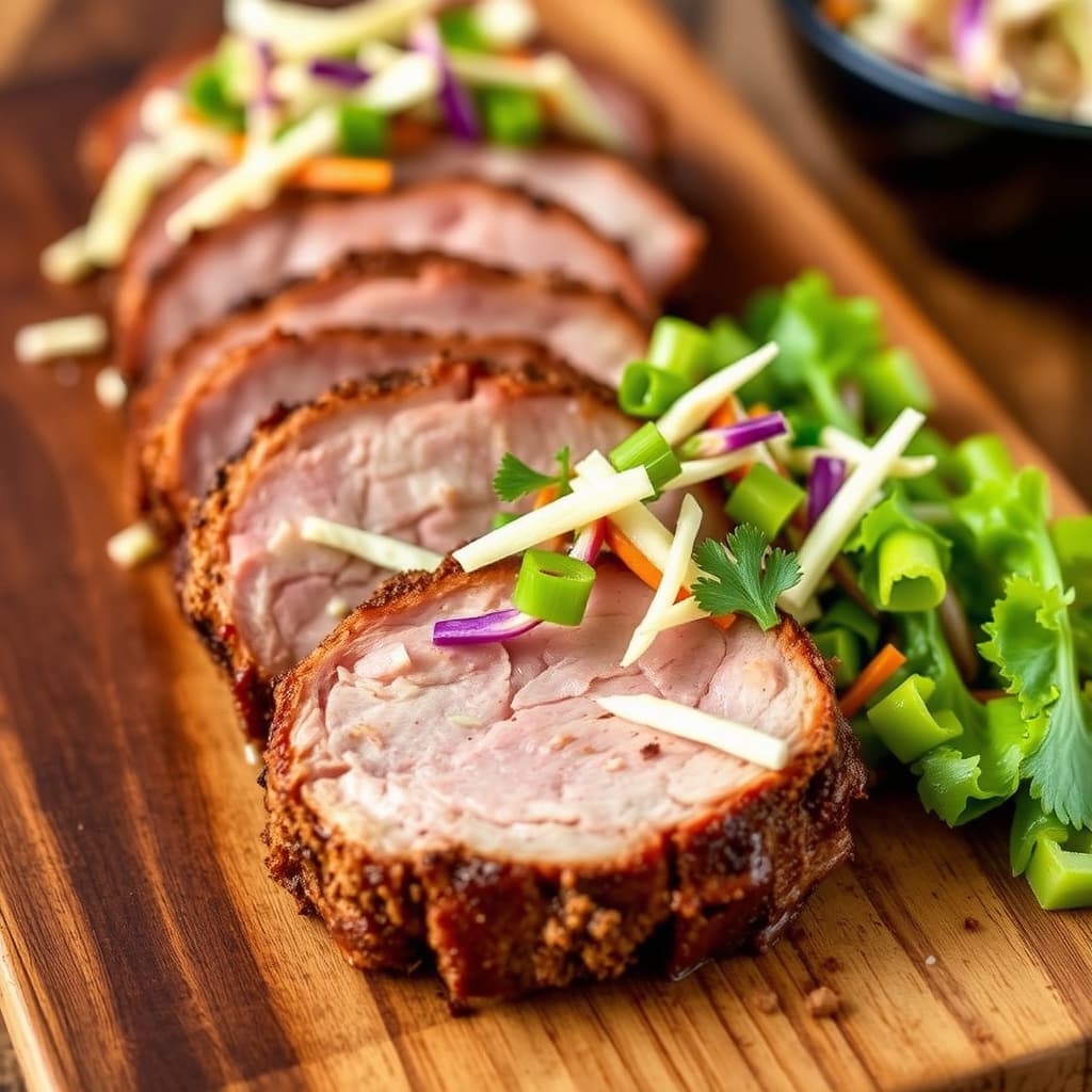 Krydret svinenakke med asiatisk coleslaw