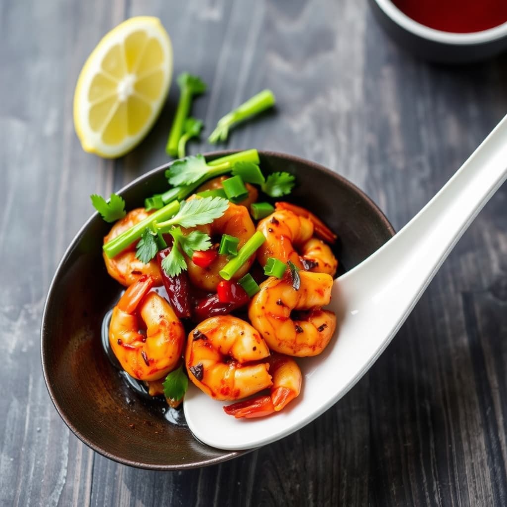 Krydret wokstekte reker