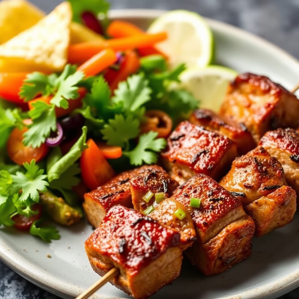 Kummin- og chilimarinert svinekjebab