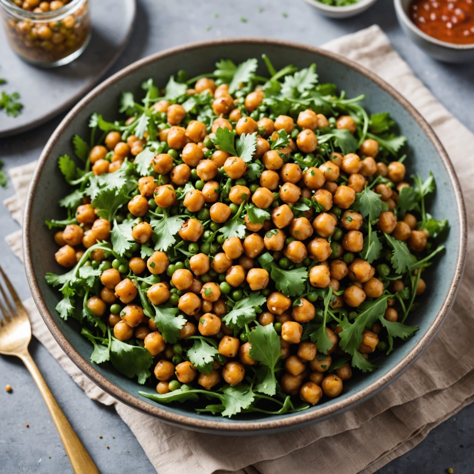 Kummin- og korianderrørt kikertersalat