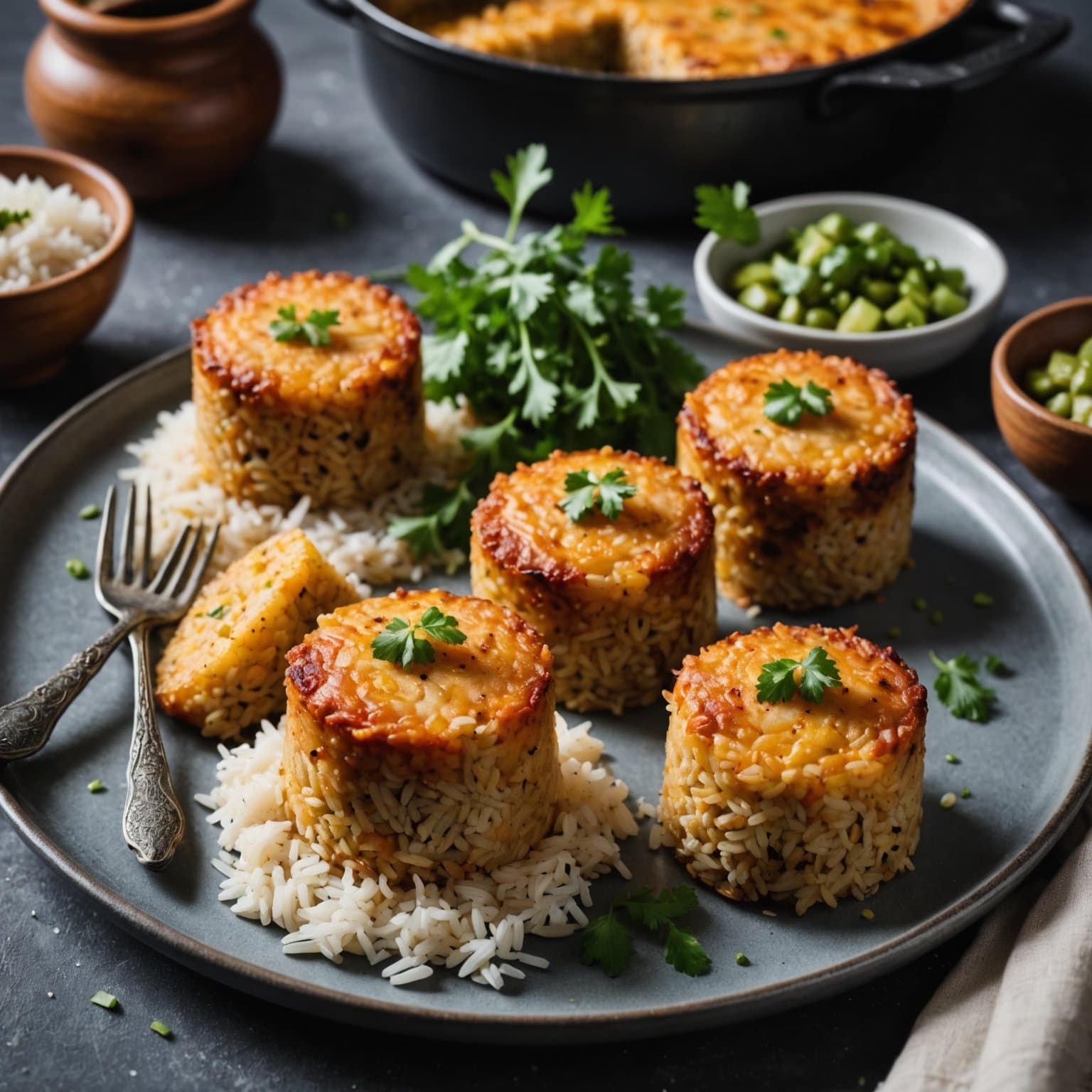 Kumminduftende ris-timbaler