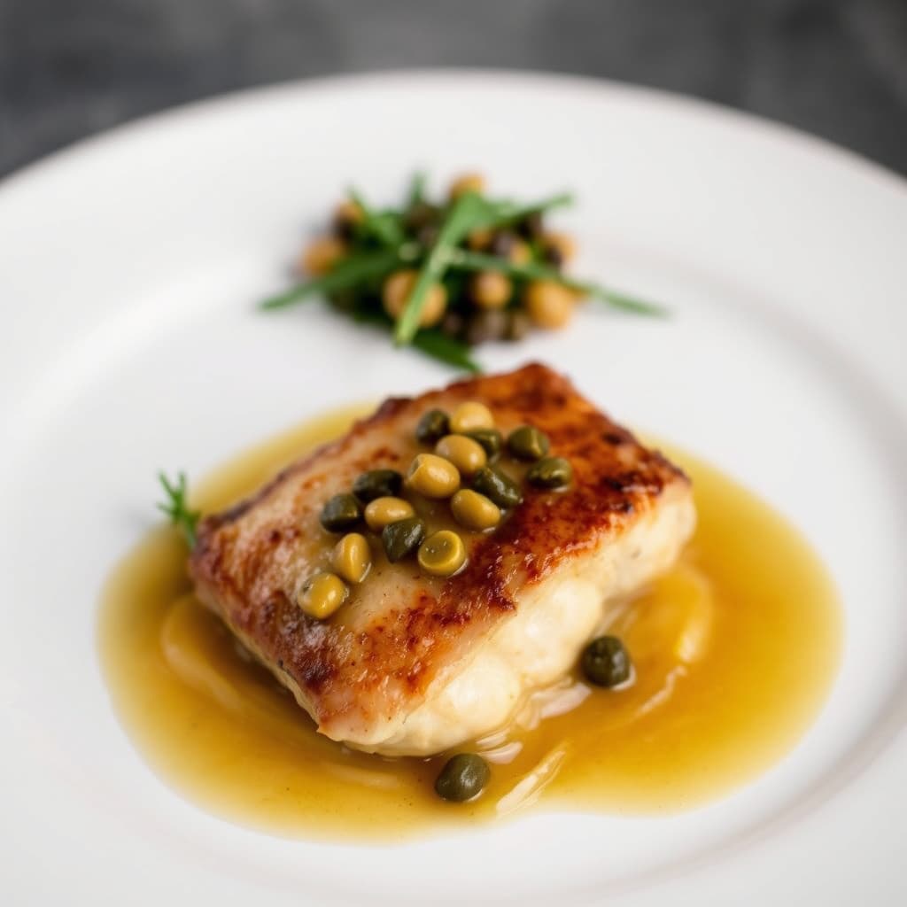 Kveite med brunt smør og kapers