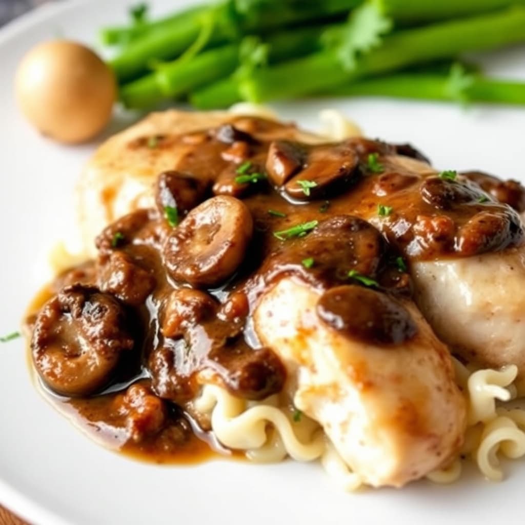 Kylling med portvin- og soppsaus