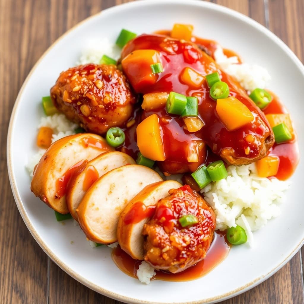 Kylling med taro-tilsatt coating og tropisk søt og sur saus