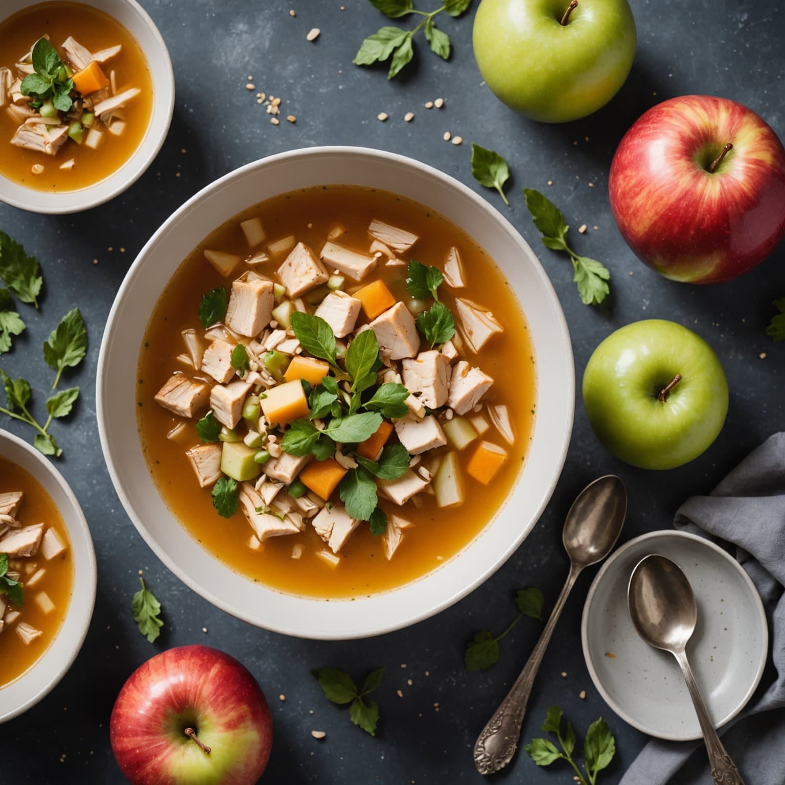 Kylling- og eplesuppe