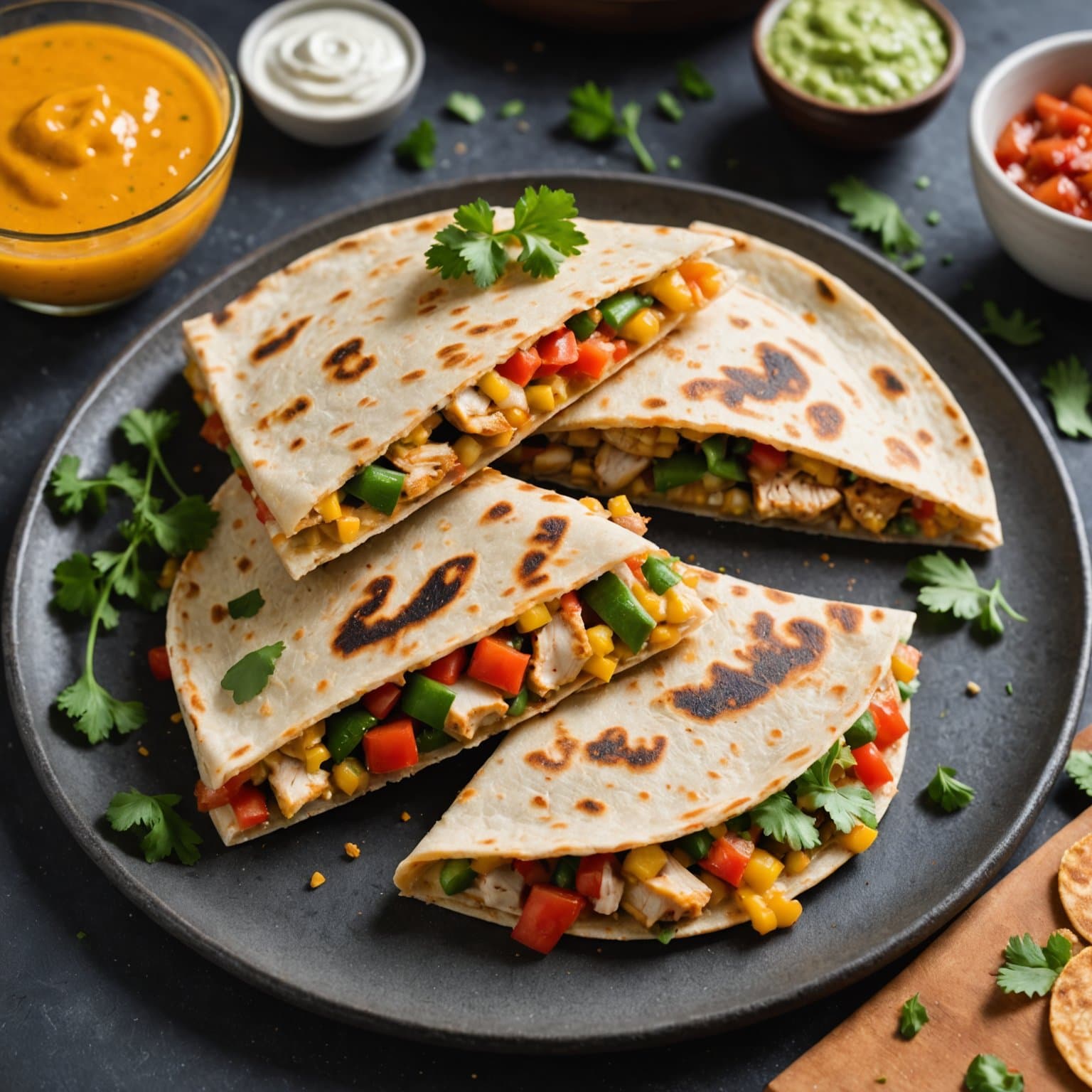 Kylling- og grønnsaksquesadilla