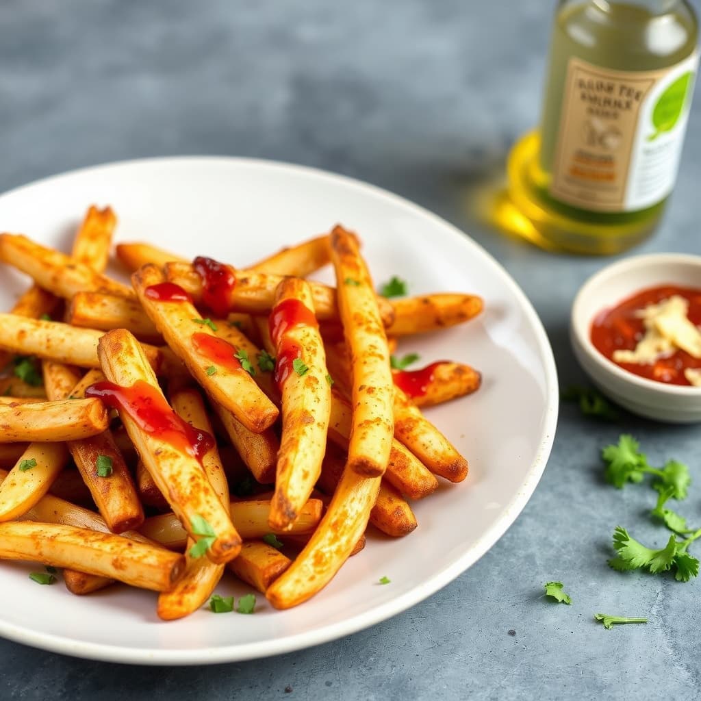 Kylling- og pastinakkfritter med krydret eddiksaus