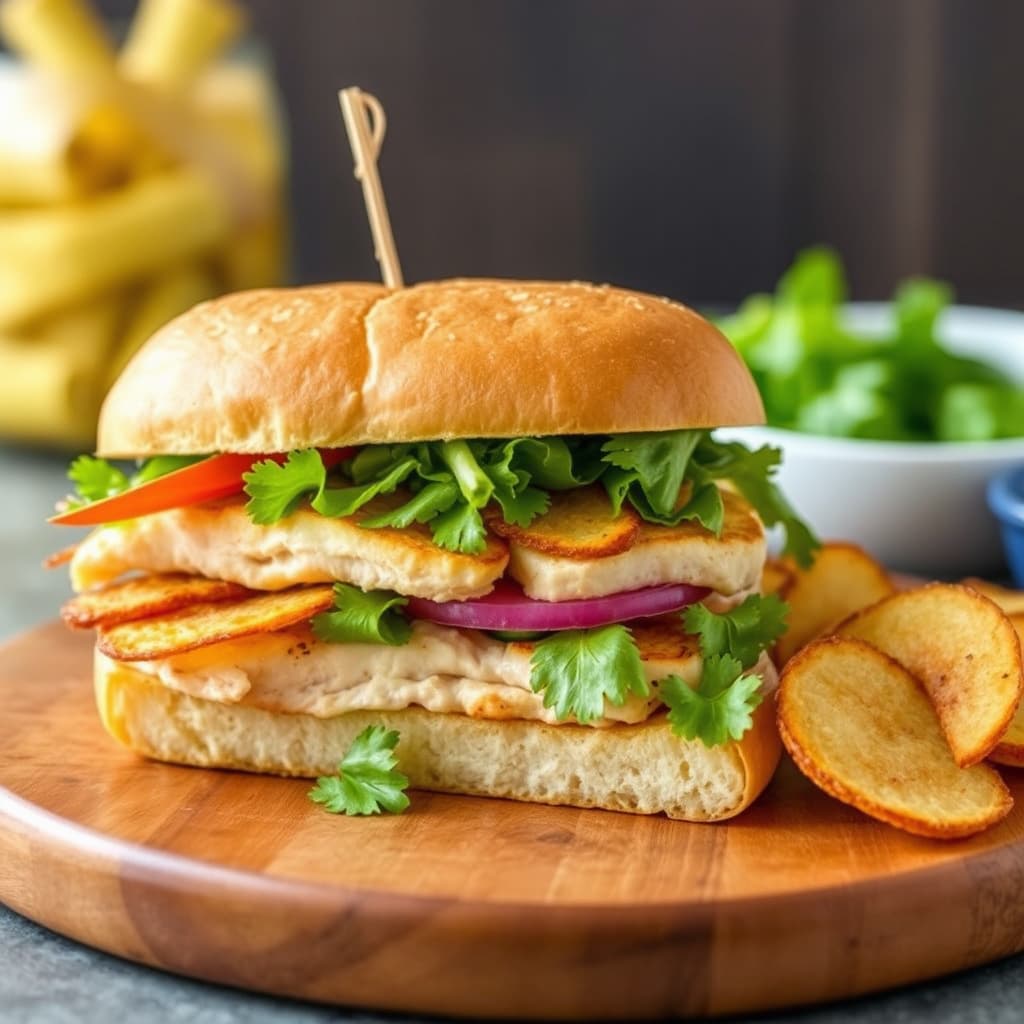 Kylling- og potetchip-klubbsmørbrød