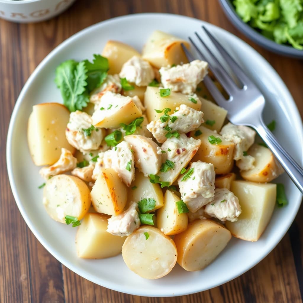 Kylling- og potetsalat med Caesarsalatdressing