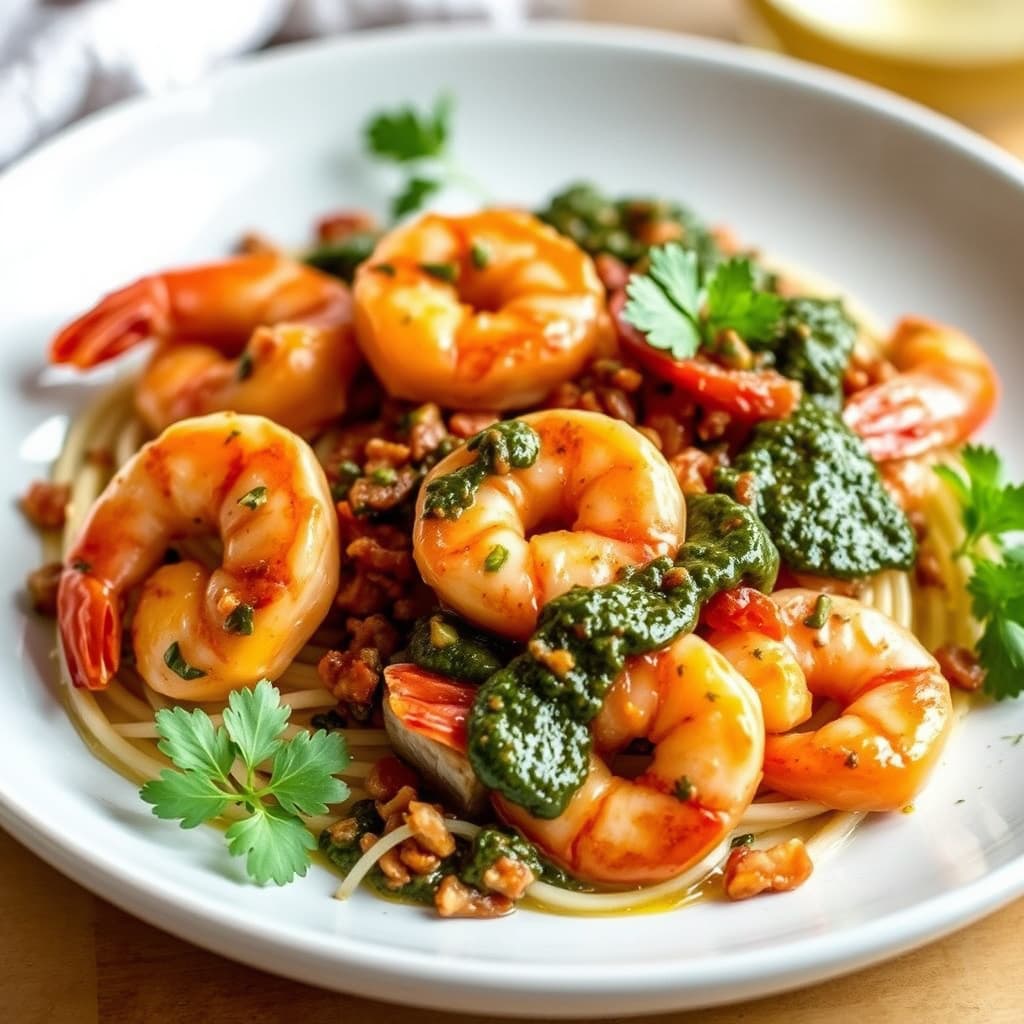 Kylling og reker med pancetta og chimichurri