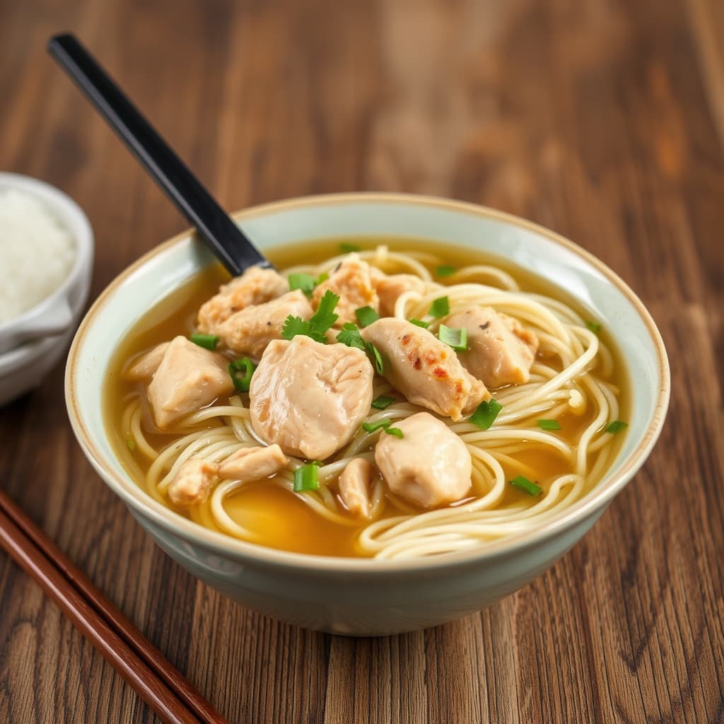 Kylling og risnudler i buljong