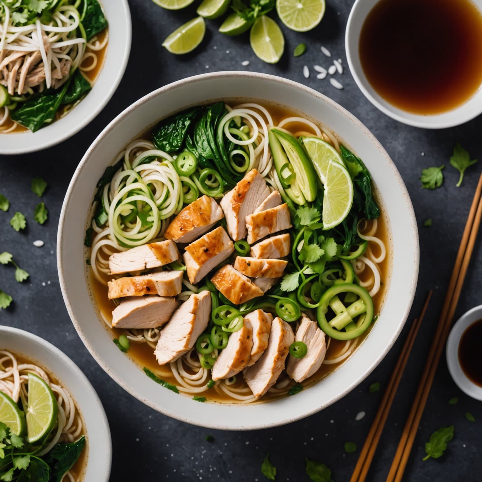 Kylling- og zucchininuudelsuppe