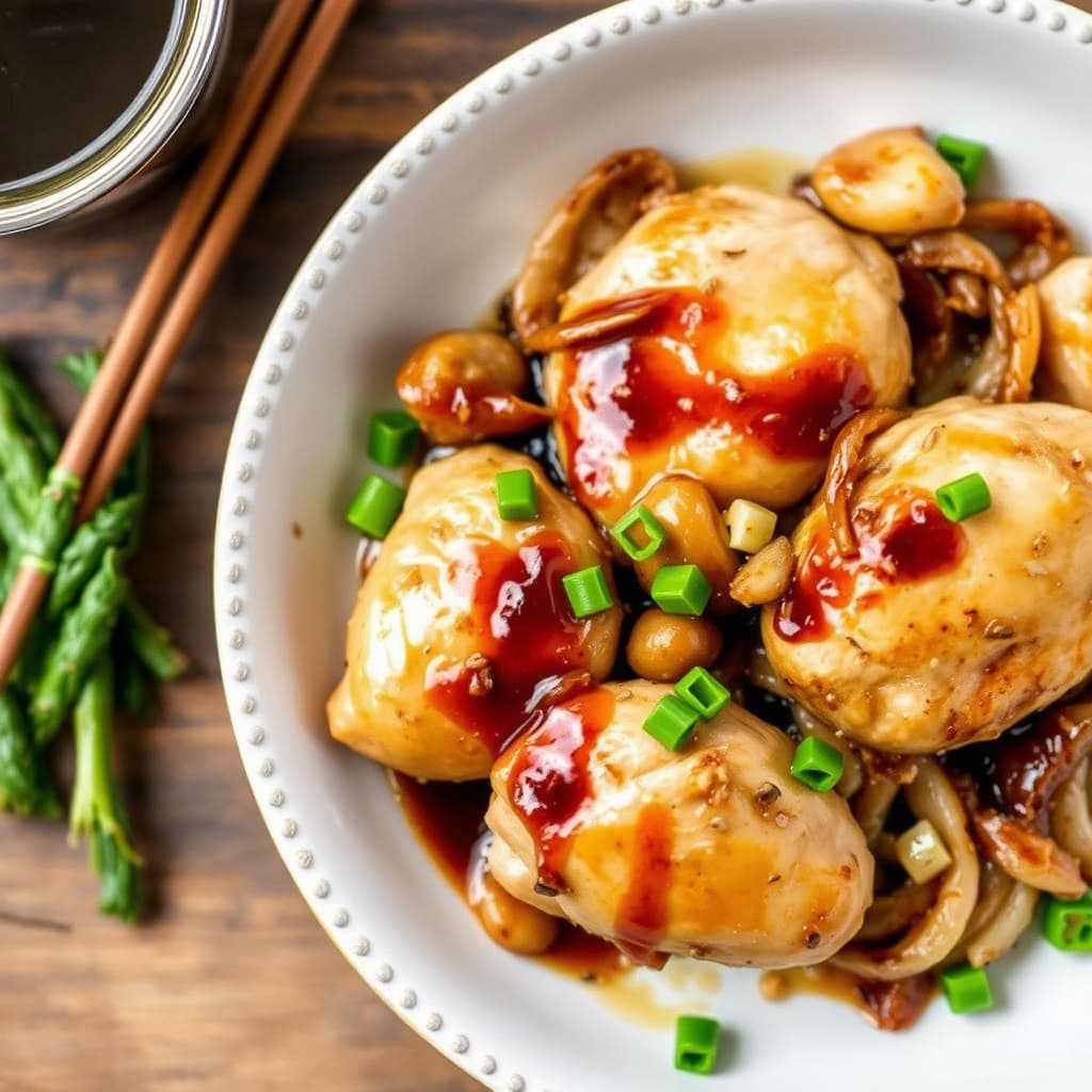 Kylling stekt med løk og soyasaus