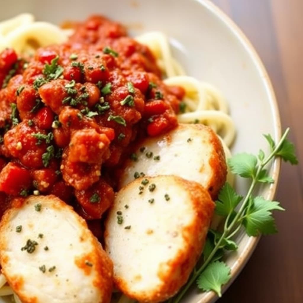 Kyllingbolognese med sprø oregano