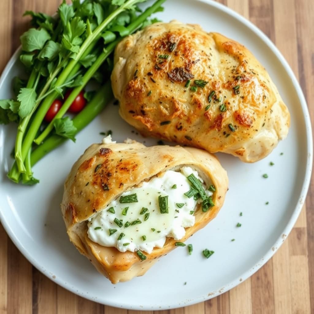 Kyllingbryst fylt med geitost og urter