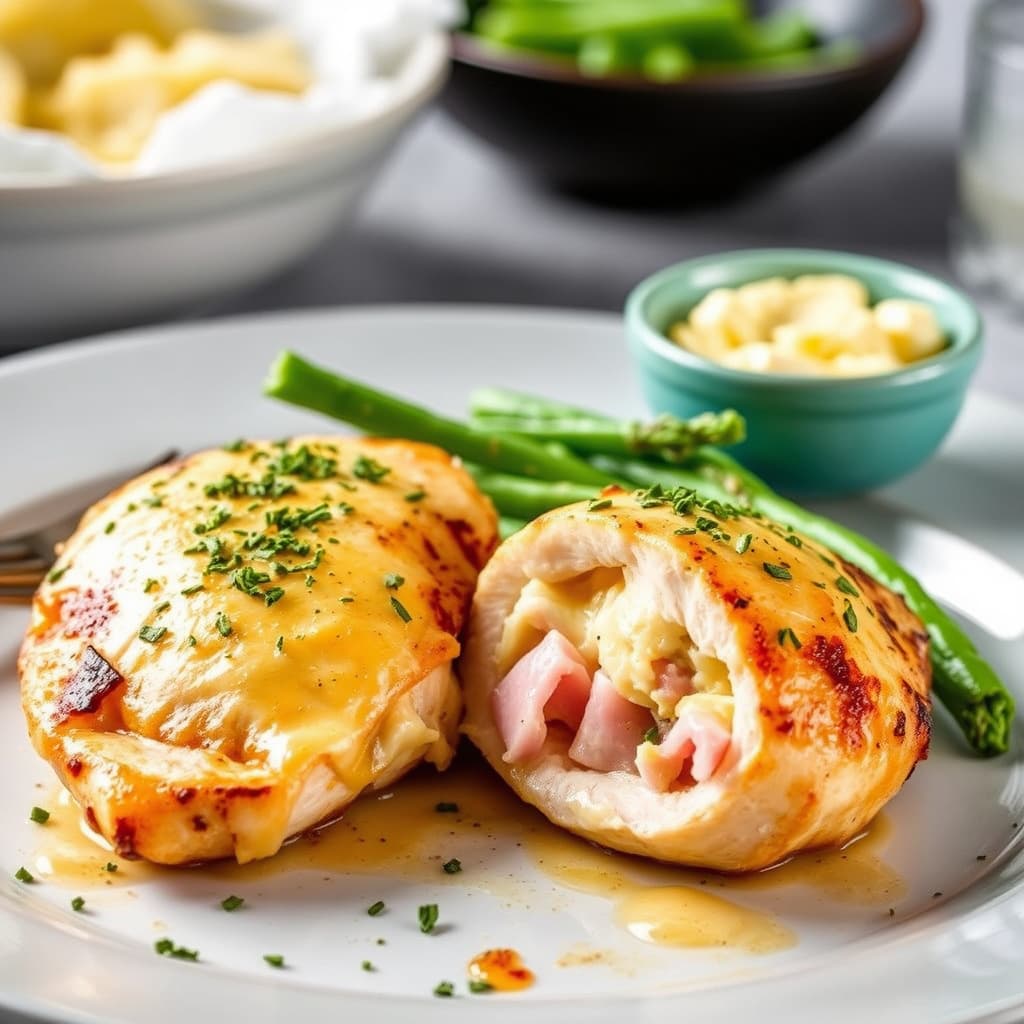 Kyllingbryst fylt med skinke og ost – tre ingredienser