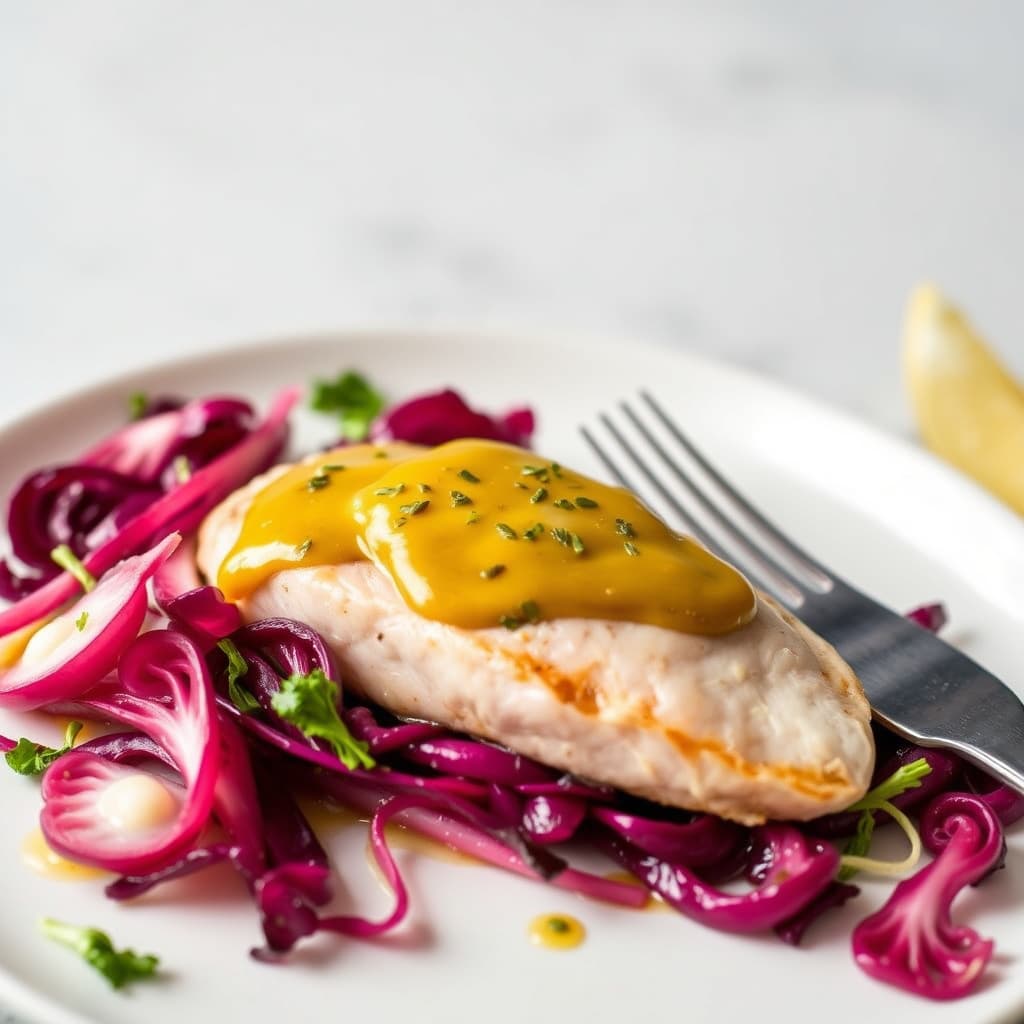 Kyllingbryst med fennikel- og sennepssmør og radicchio