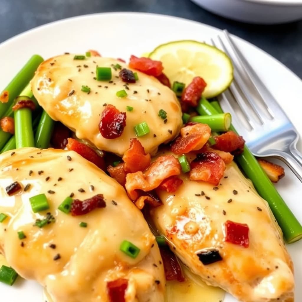 Kyllingbryst med Pepper Jack-ost og bacon