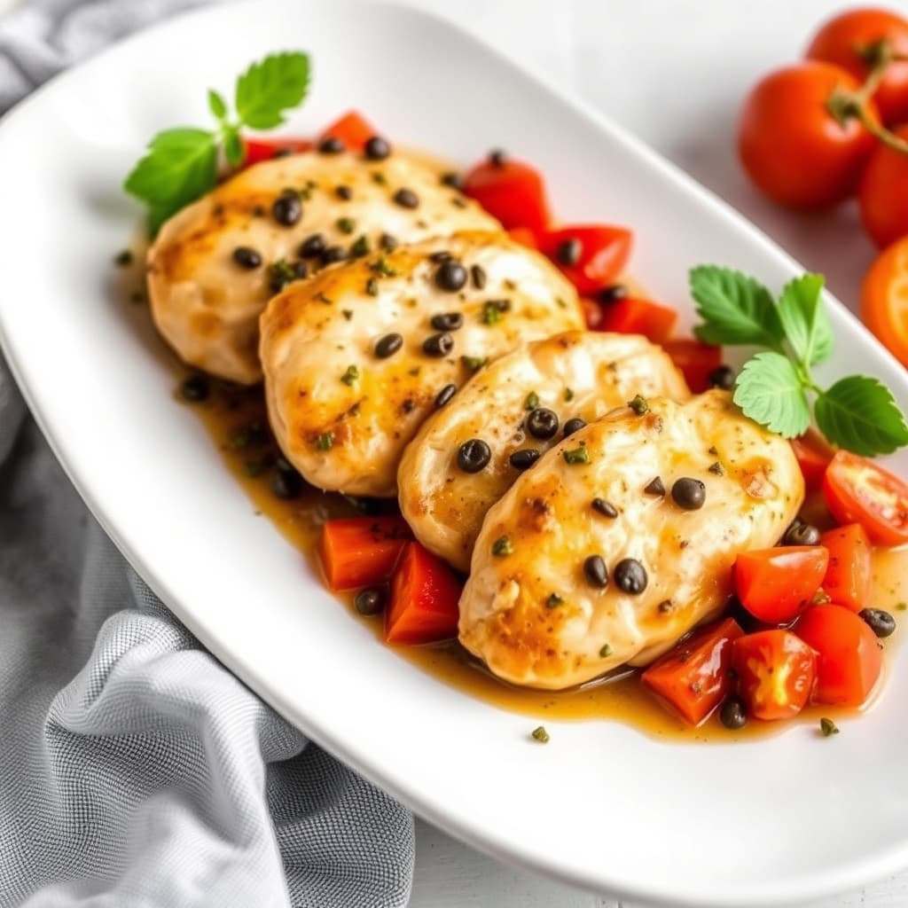 Kyllingbryst med tomater og kapers