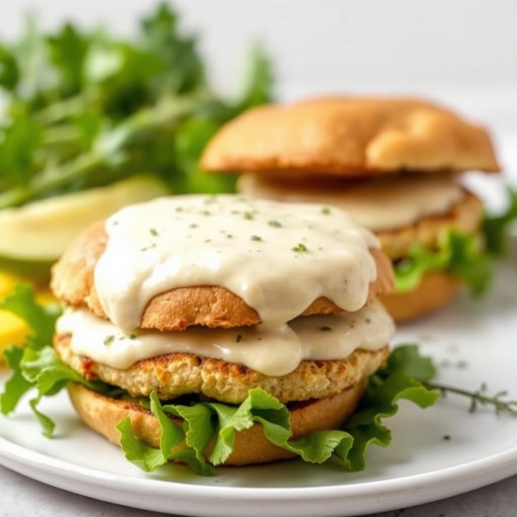 Kyllingburgere med hvitløk-rosmarinmajones