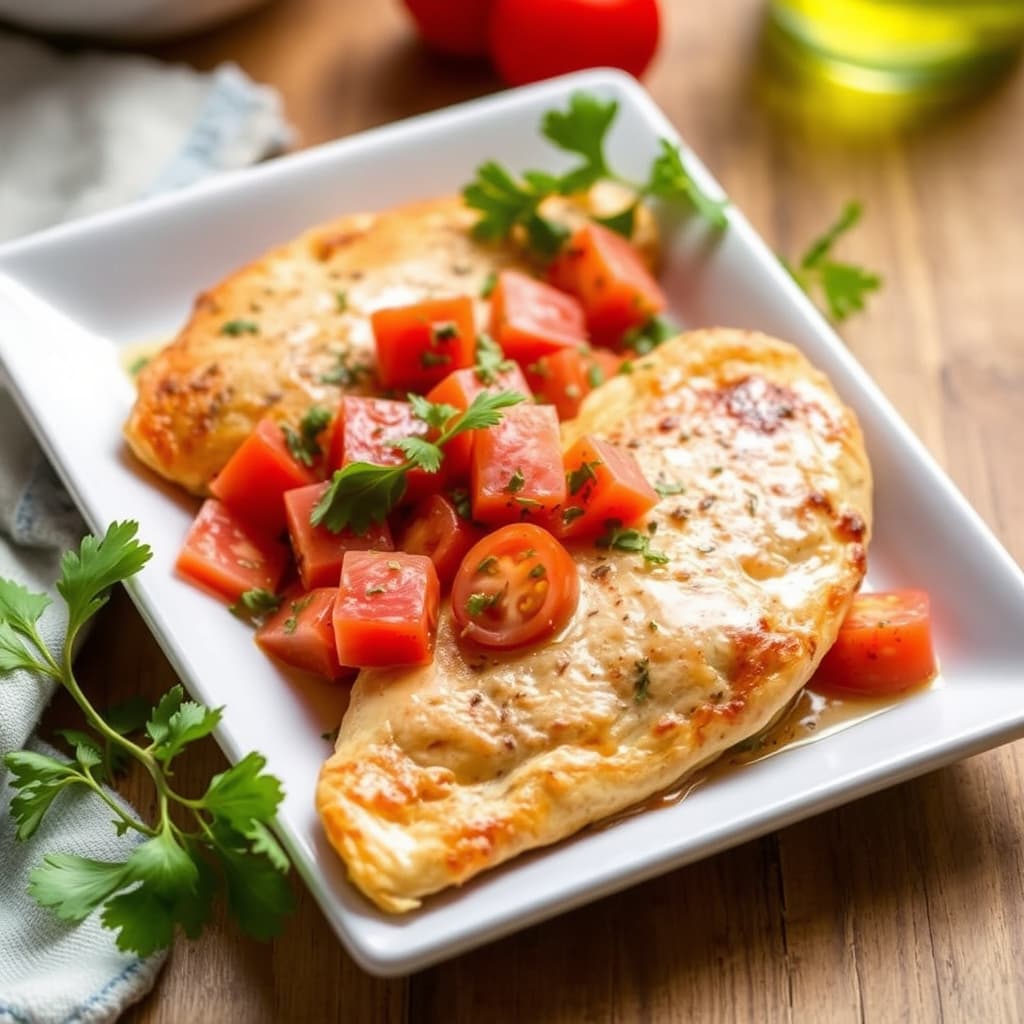 Kyllingfileter med urtesalat og tomat