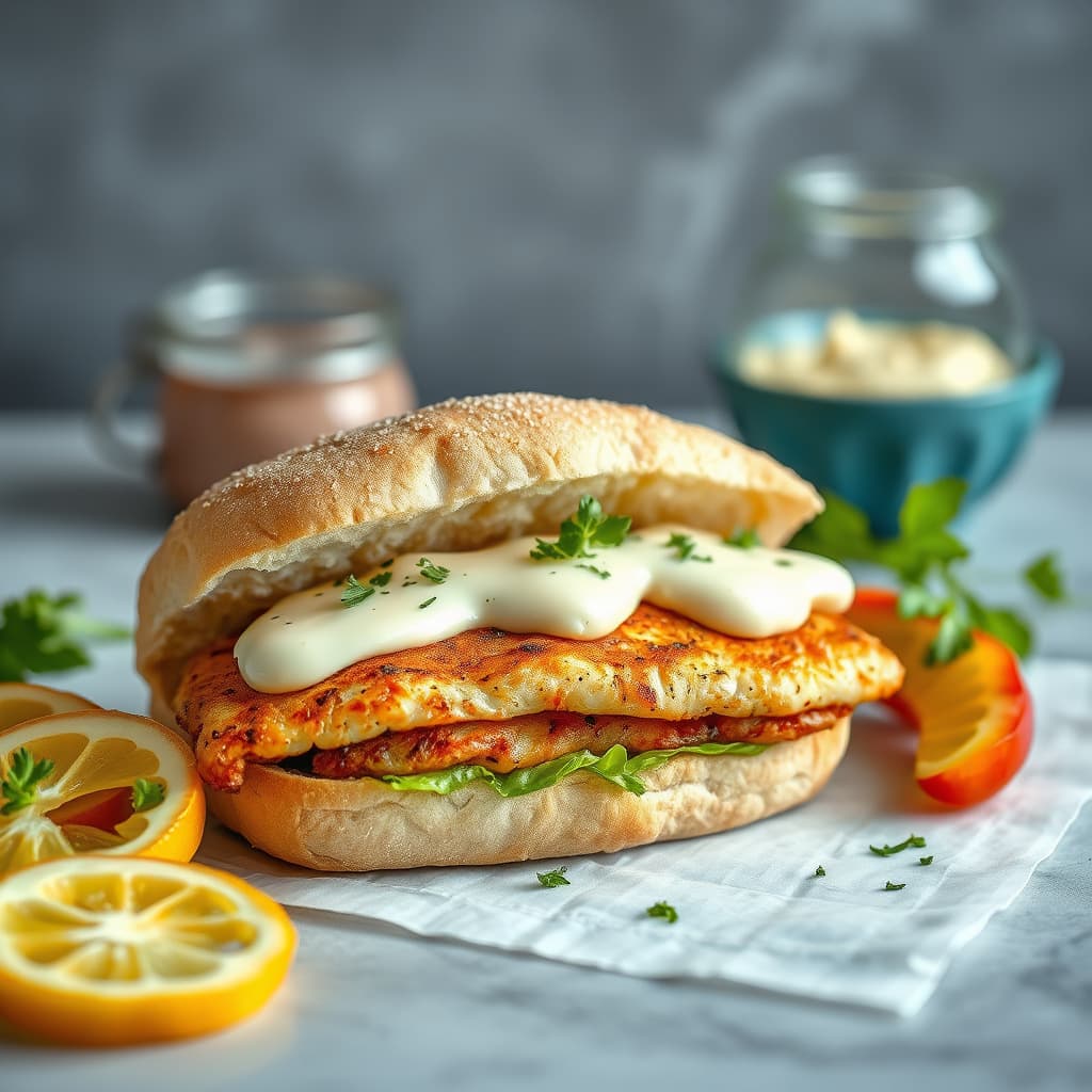 Kyllingkotelettsandwich med urtemajones