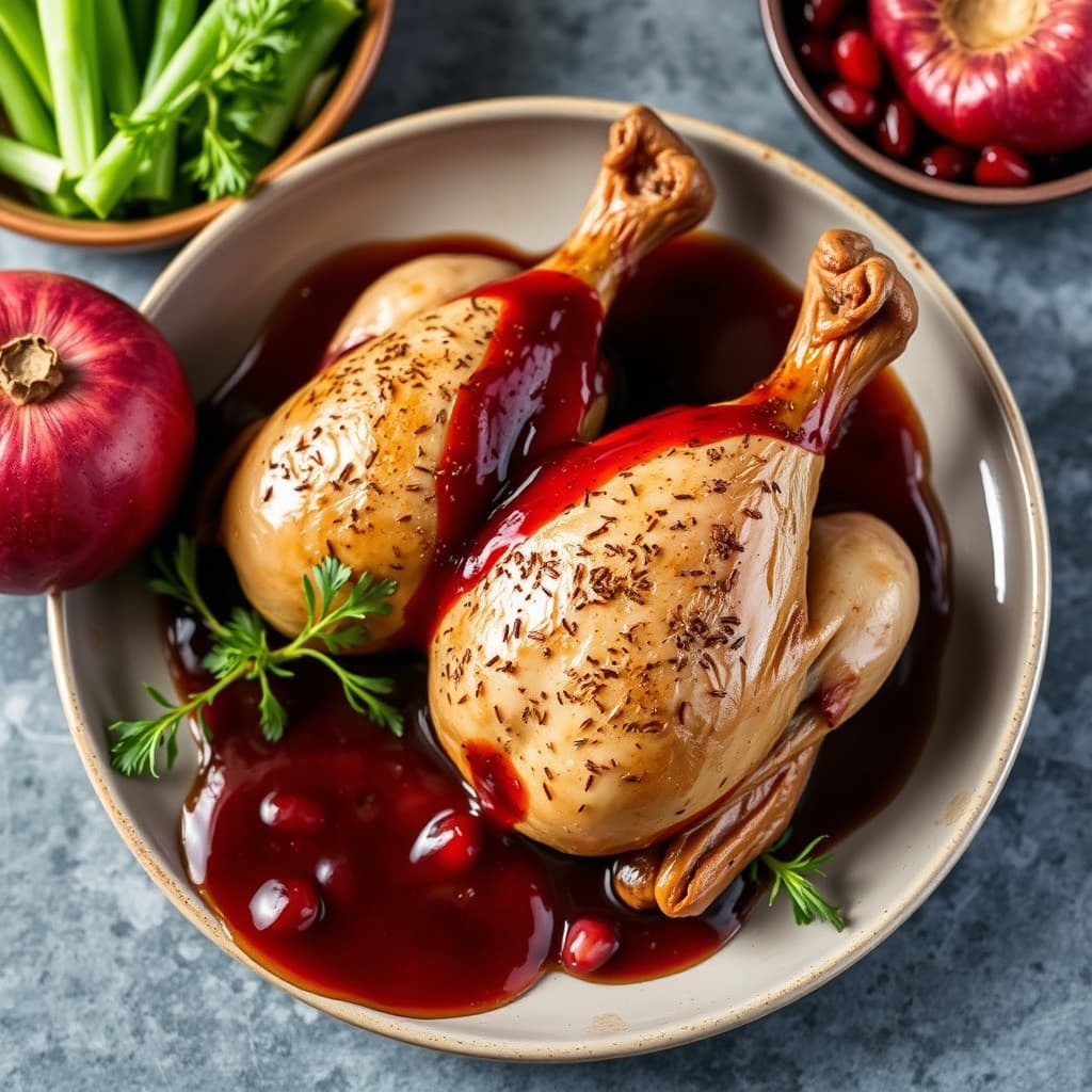 Kyllinglår av kornisk høne med granateplesirup