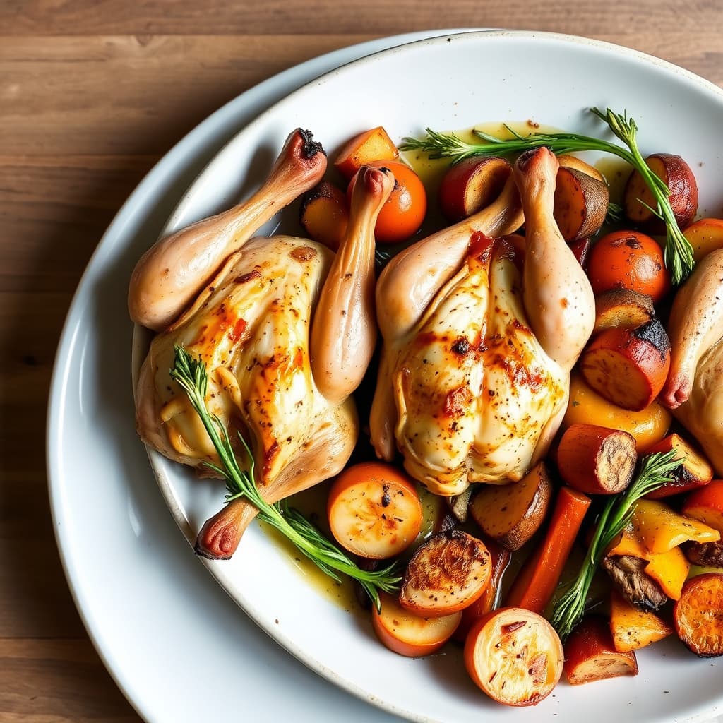 Kyllinglår stekt med estragon og rotgrønnsaker