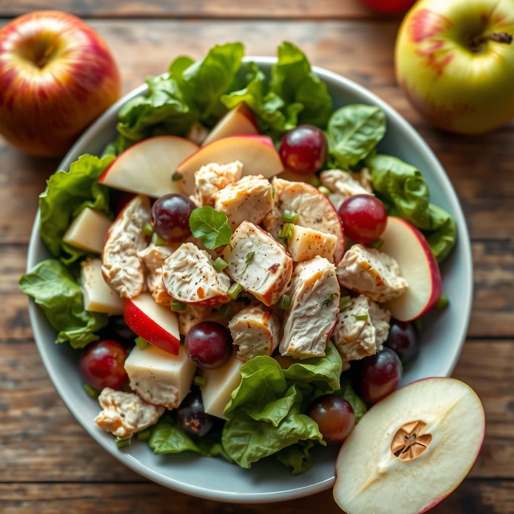 Kyllingsalat med epler og druer