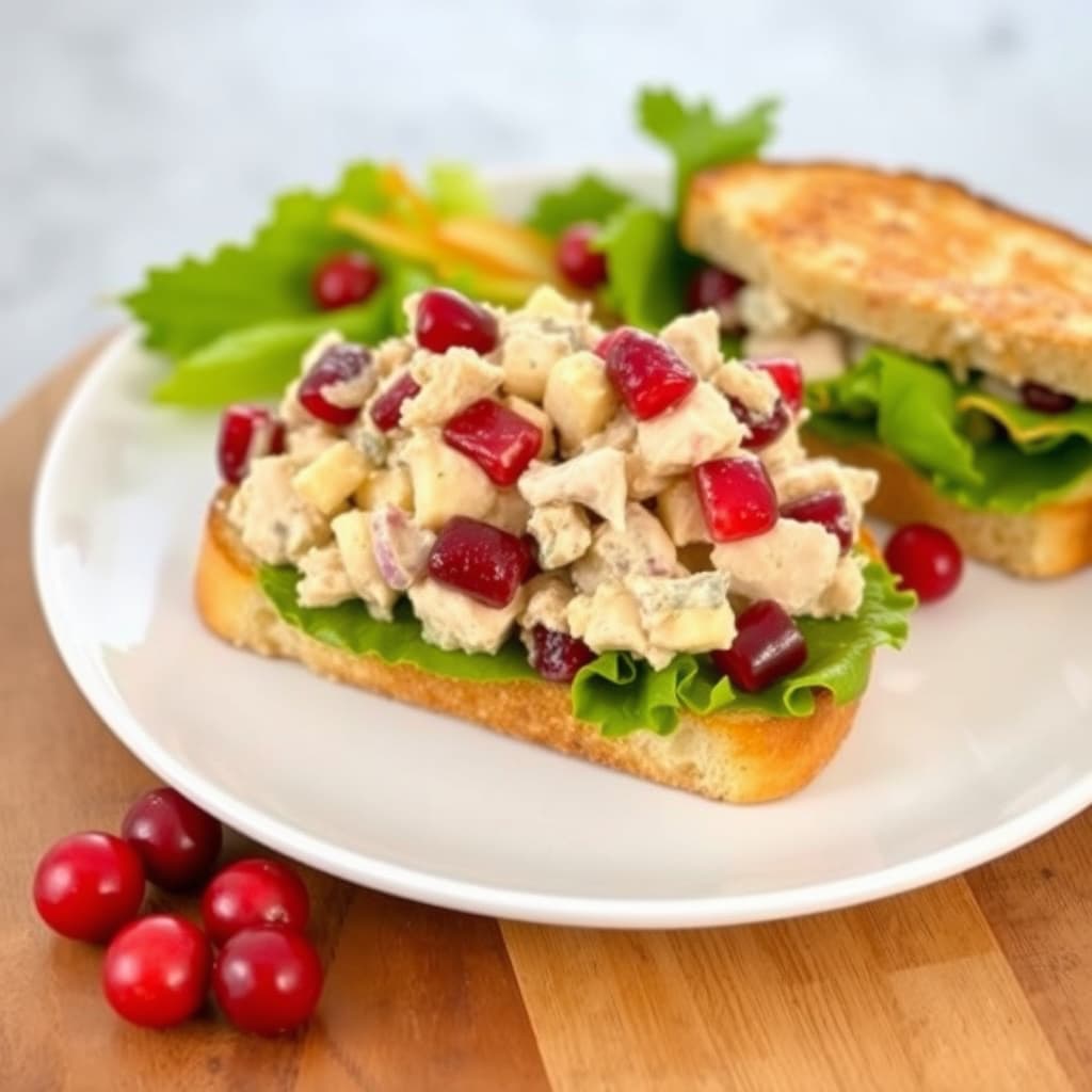 Kyllingsalat og brie- og tranebærtost