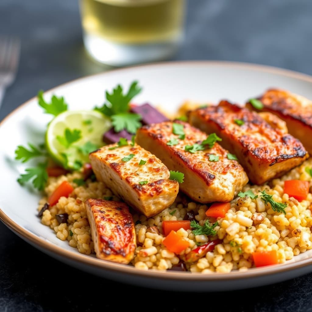 Kyllingsatay med grillede grønnsaks-couscous