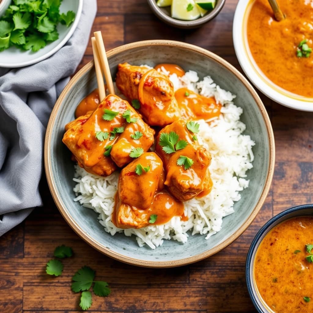 Kyllingspyd med krydret peanøttsaus