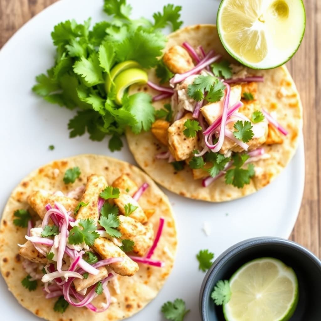 Kyllingtostadas med reddikslaw