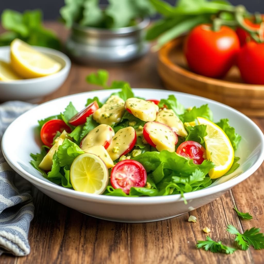 Lag din egen salat med sitron- og hvitløksdressing