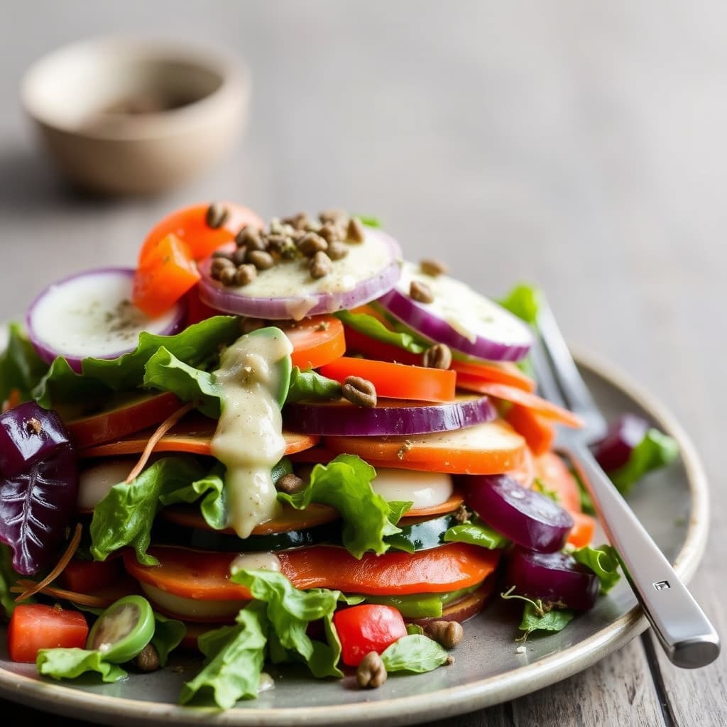 Lagvis grønnsakssalat med kapers- og timianvinaigrette