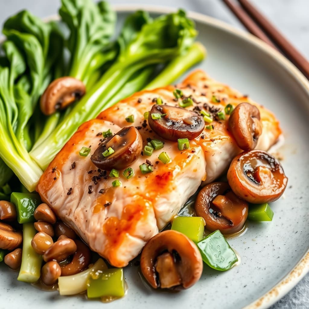 Laks "Bulgogi" med bok choy og sopp