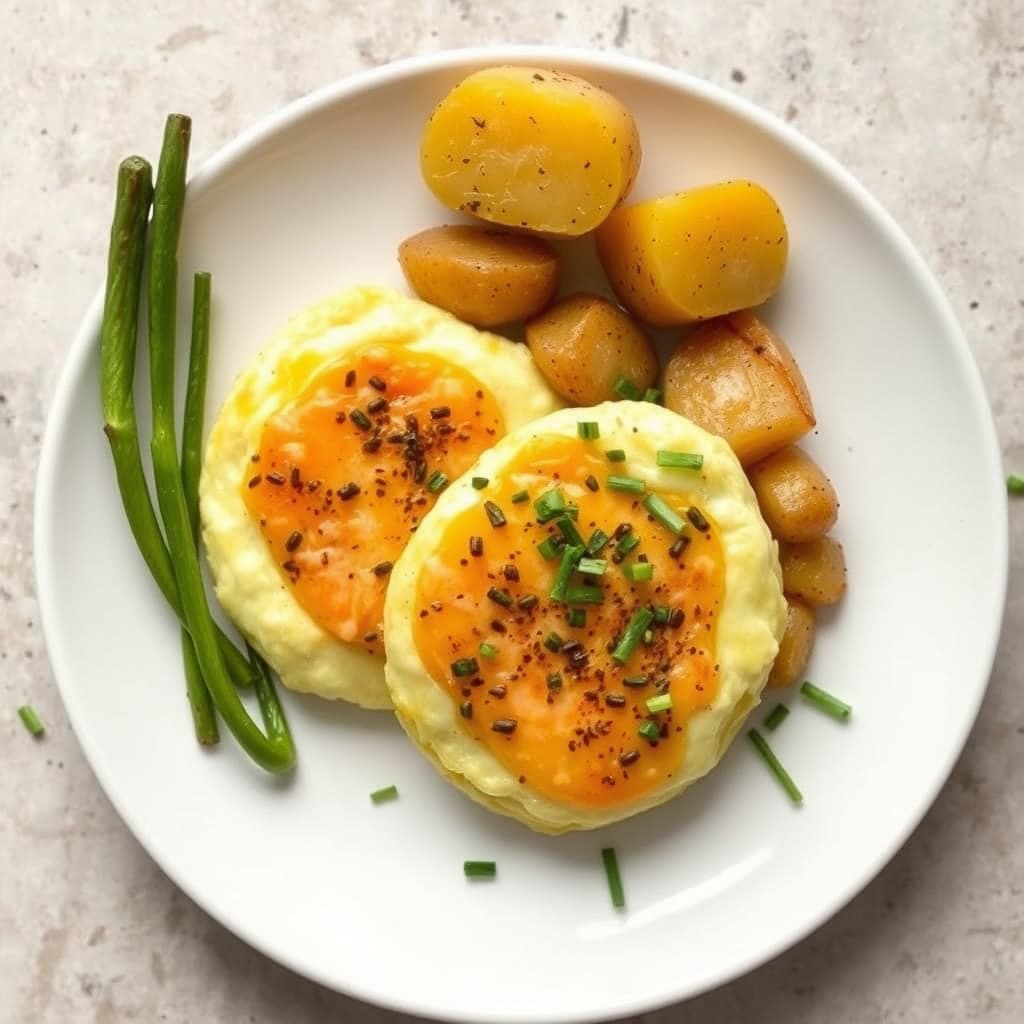 Lakse-egg-omeletter med vårløkpoteter