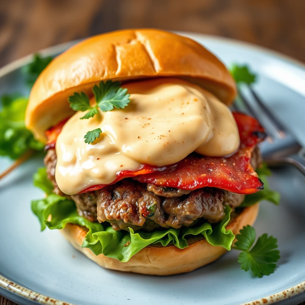 Lamb-Bacon Burgere med krydret aioli