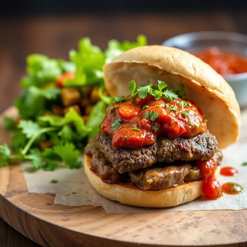 Lamb Burgere med rød- og grønt-tomatchutney