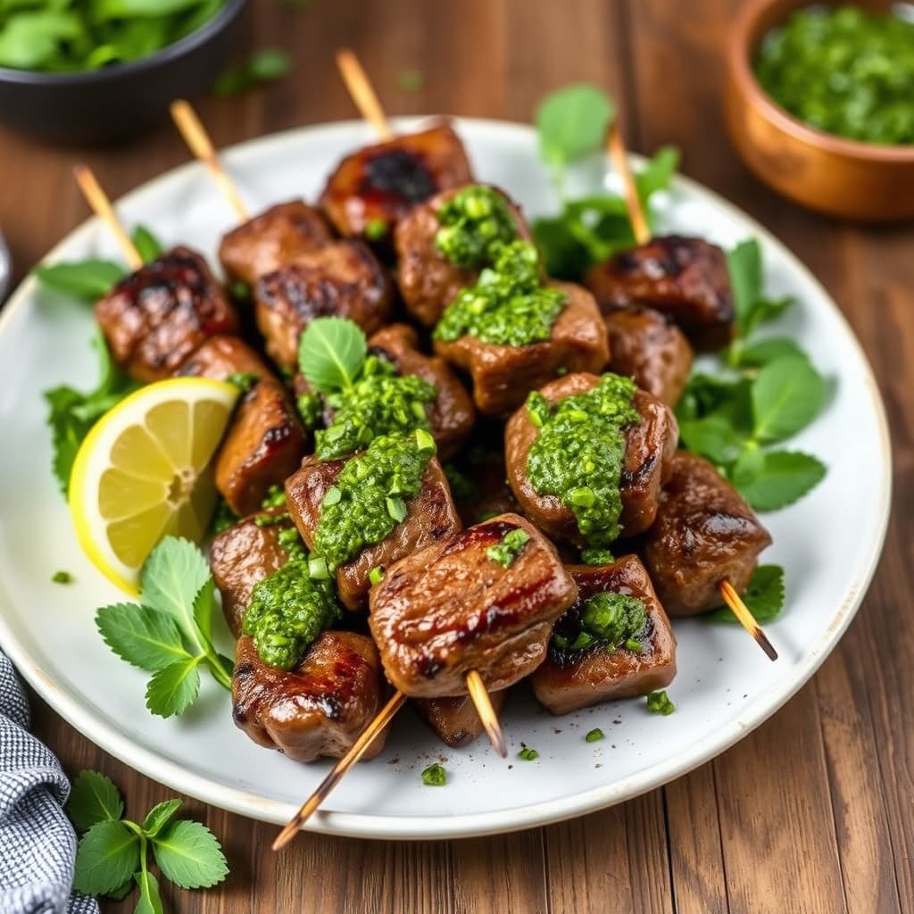 Lamb kebab med myntesaus