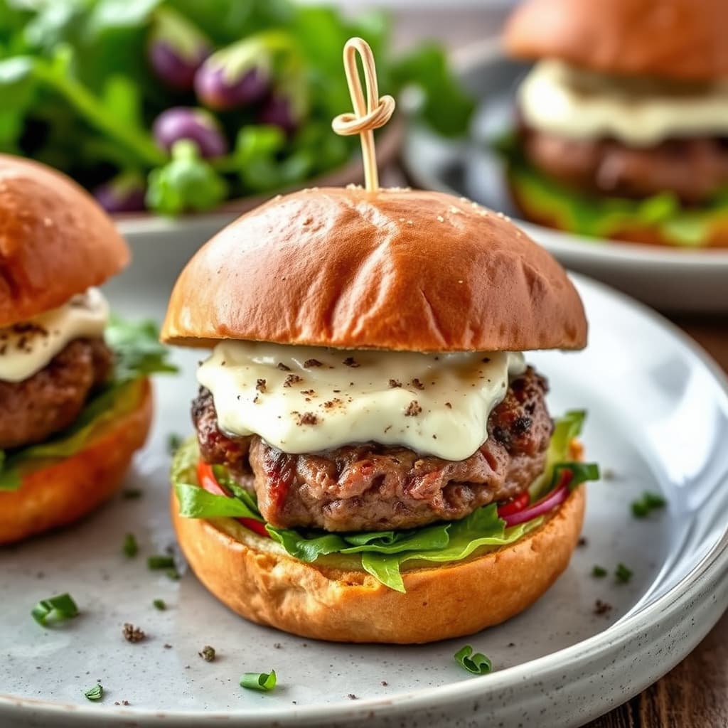 Lammburgere fylt med geitost