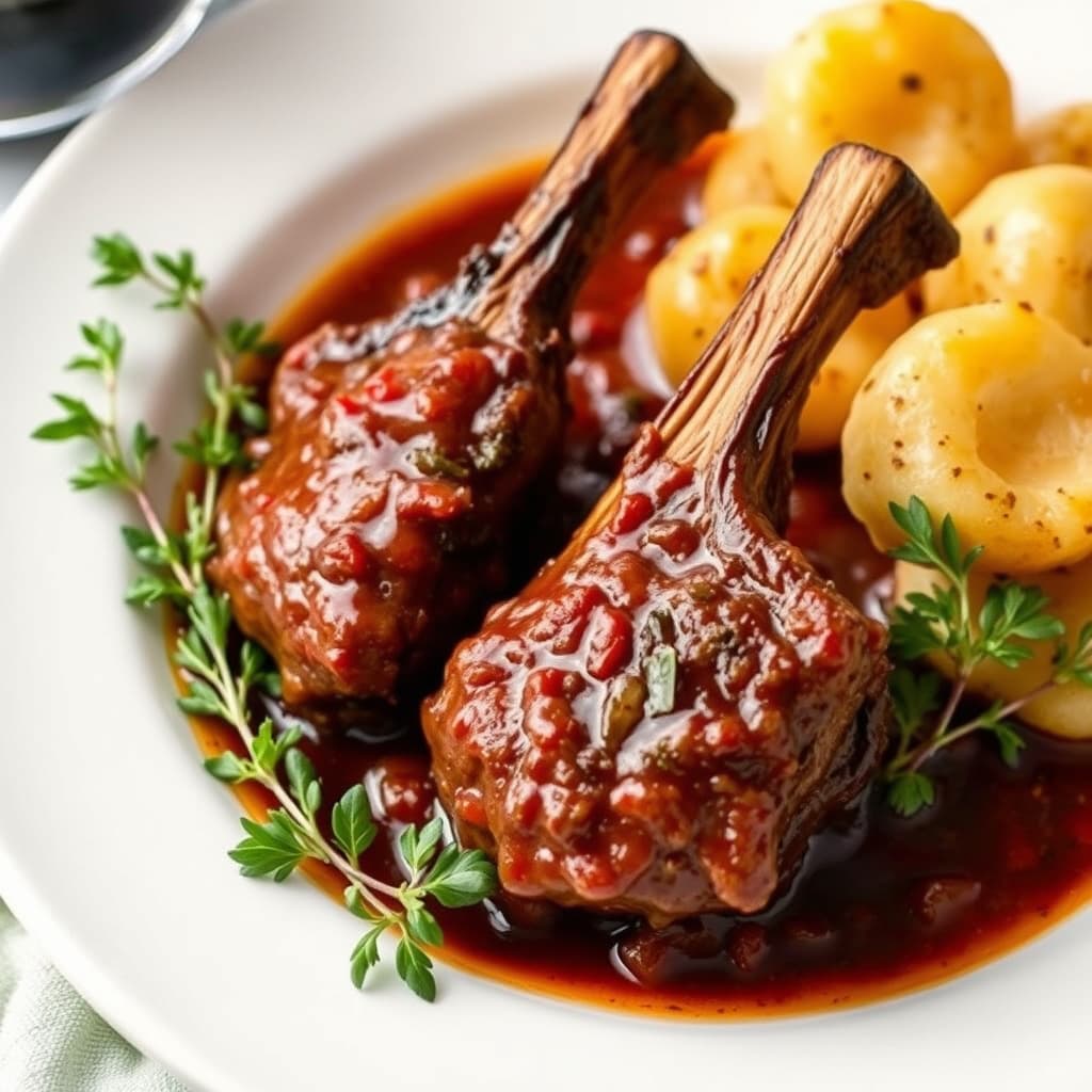 Lammeknoker braisert i rødvin