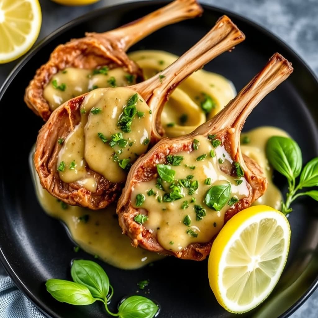 Lammekoteletter med sitron- og basilikumsauce