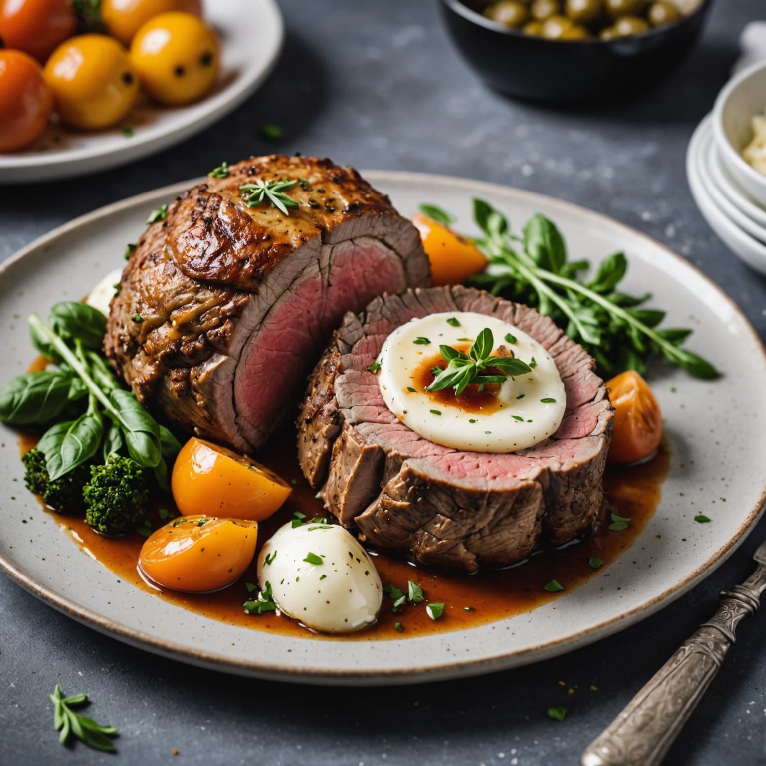 Lammelår fylt med mozzarella